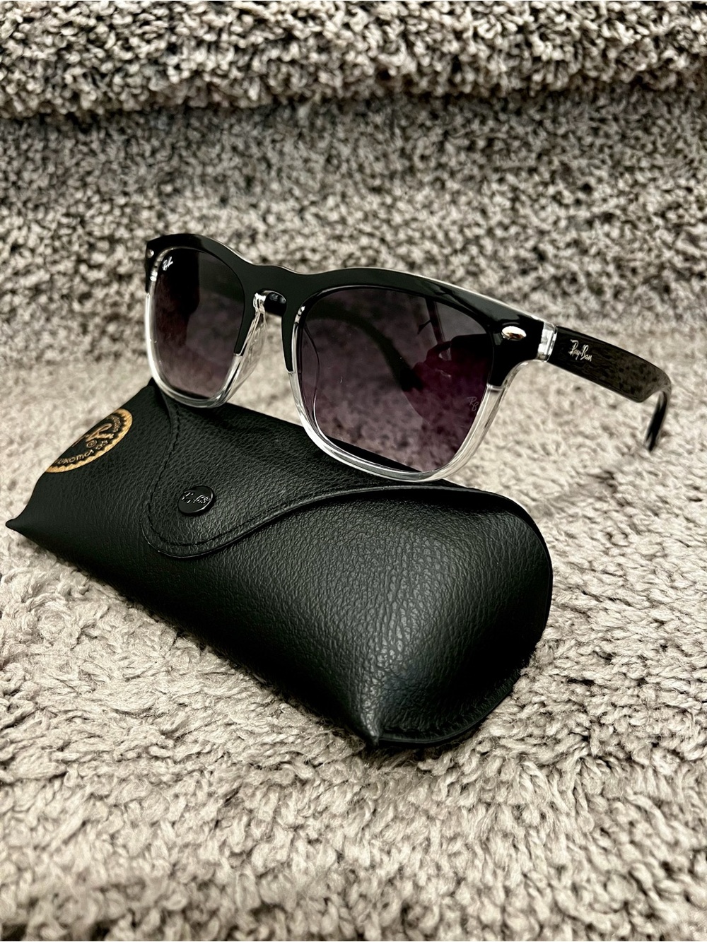 New Ray Ban Steve RB4487 4487 Black Clear Gradient Lens Size 54/18